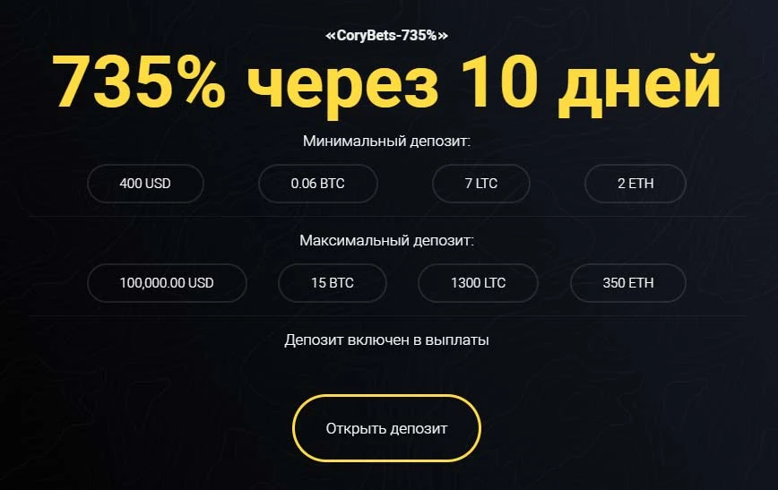 Инвестиционные планы CoryBets 6