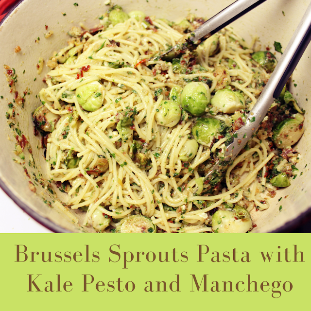 Brussels Sprouts Pasta with Kale Pesto and Brown Butter Pangratatto