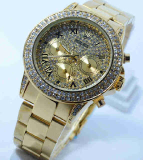 jam tangan Rolex chrono aktif full Gold  