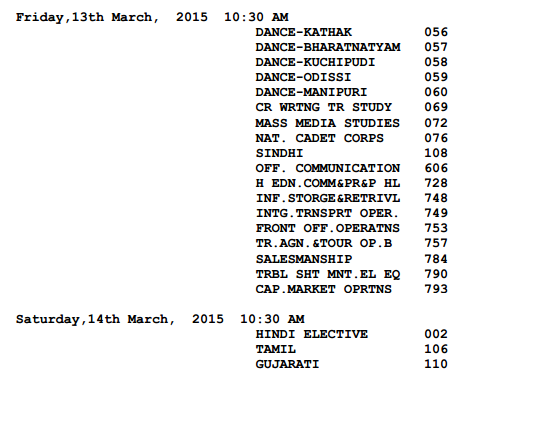 CBSE Timetable 2015 Class 12 page 4