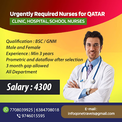 Urgently Required Male & Female Nurses for Qatar
