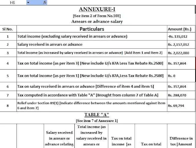 Income Tax Arrears Relief Form 10 E