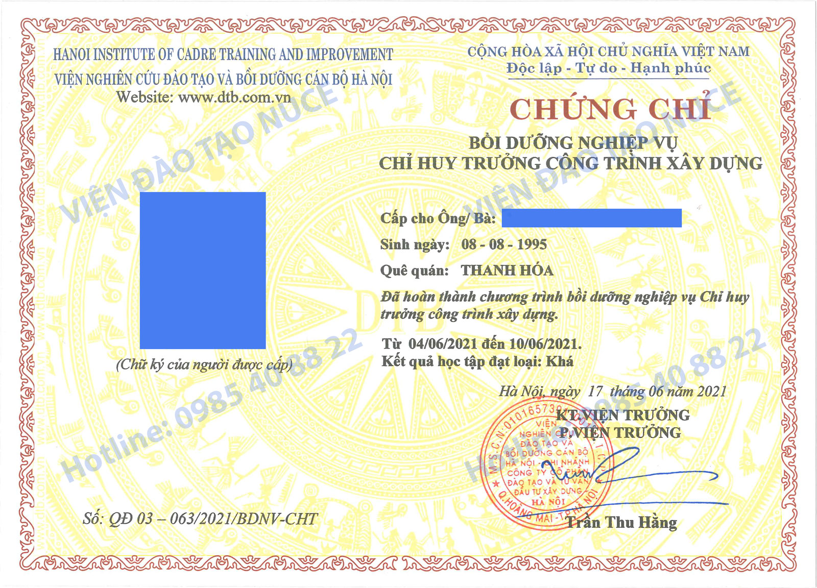 Chứng chỉ bồi dưỡng Chỉ huy trưởng công trình XD (Theo nghị định mới)