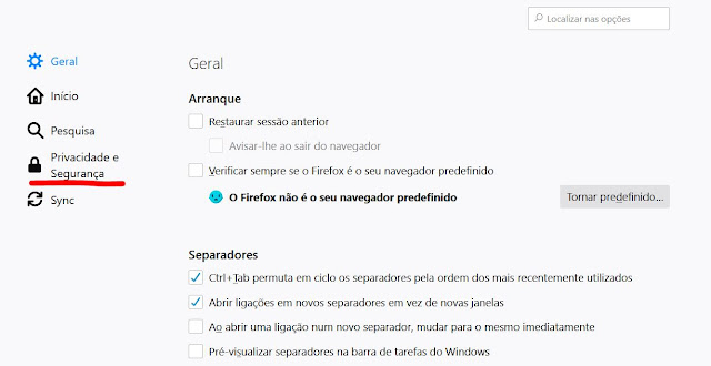 Activar a protecção contra software malicioso no Firefox