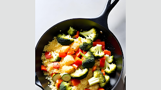 cauliflower rice to the skillet and mix well with the vegetables.