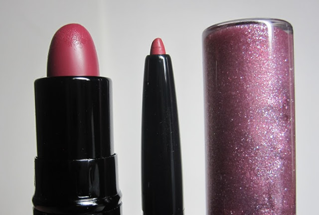 The three parts of the Nuance Lip Trio in Blackberry 