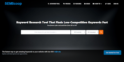 Semscoop Keyword Research Website Home Page