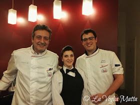 lo chef Luca Gioiello, Jessica e il sous chef Jacopo Babudri