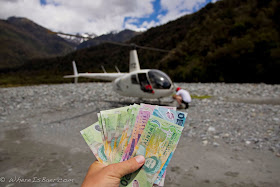 hard earned cash transforming into unimaginable transportation, cash for helicopter, kayak, heli, nz, new zealand, chris baer,