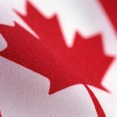 waving Canadian flags,