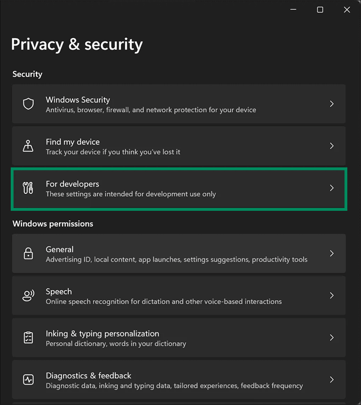 4-Settings-Privacy-and-security-For-developers