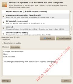 Download wine dari update manager