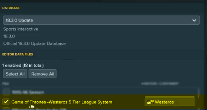 FM 2018 Game of Thrones Database Setup