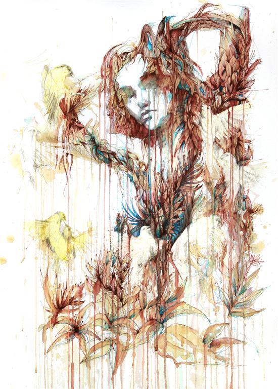 Carne Griffiths pinturas mulheres e flores com chás vodca e uisque