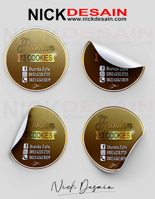 Contoh Desain Logo Stiker Label Cookies Warna Cokelat Gold - Percetakan Tanjungbalai