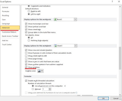 cara menghilangkan gridlines pada excel