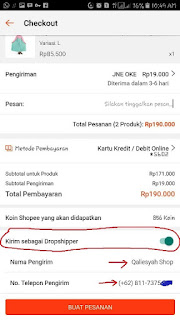 dropship di shopee