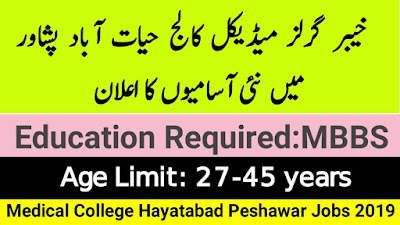 Khyber Girls Medical College Hayatabad Peshawar Jobs 2019