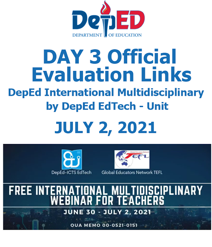 DAY 3: Official Evaluation Form (QUATAME) DepEd International Multidisciplinary for Teachers by DepEd Tech Unit