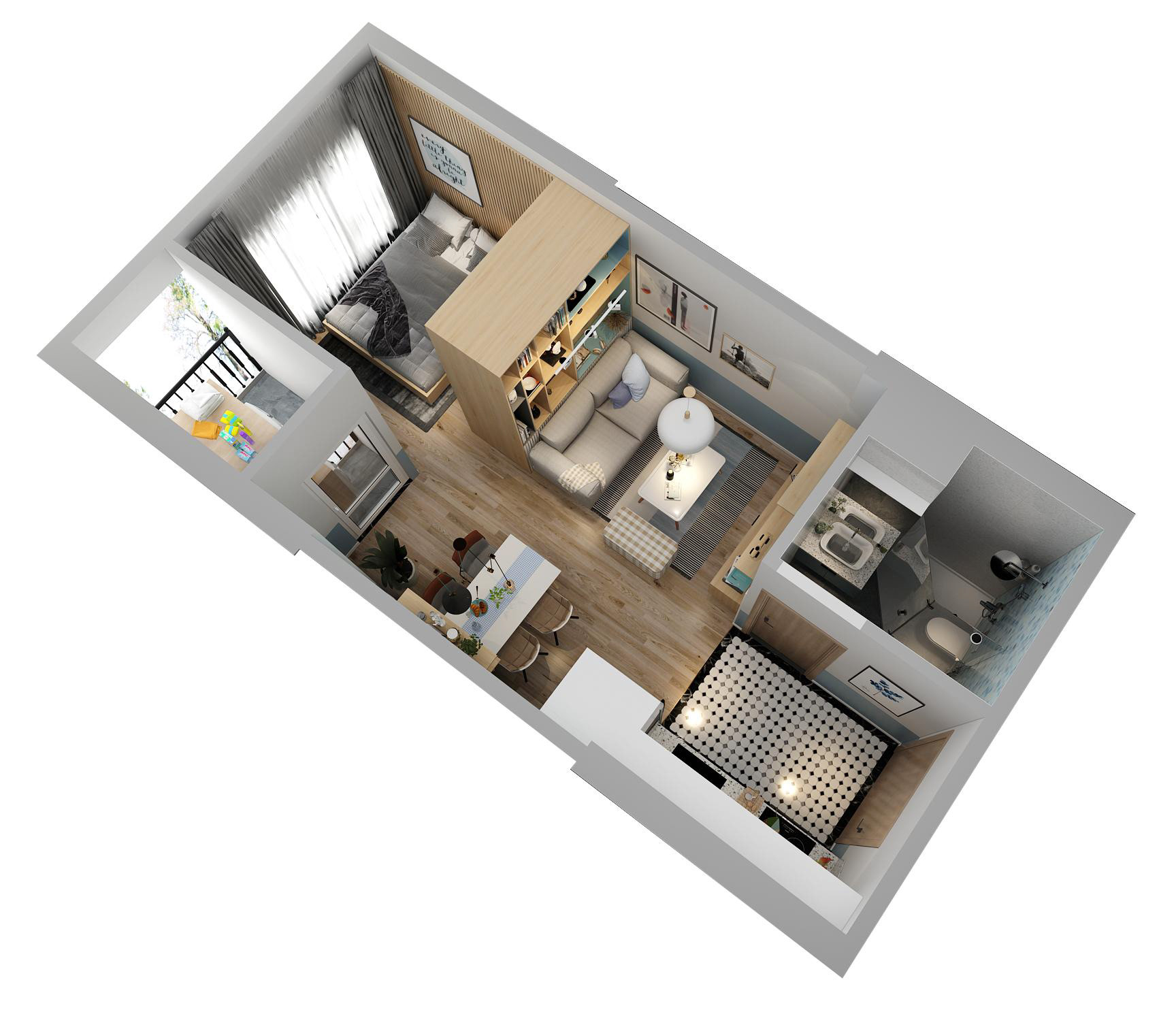 Thiết kế nội thất căn hộ Studio toà SA2 Vinhomes Smart City Tây Mỗ