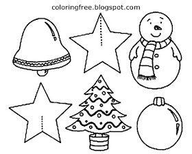 Holiday decorations B & W Xmas tree outline star young kids easy to draw Christmas clipart shapes