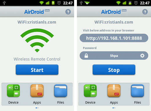 AirDroid UI Mengelola Dan Mengontrol Ponsel Android melalui Wi Fi Dari Browser PC