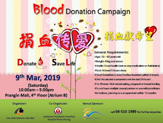 Blood Donation Campaign Organize by Lion Risk Advisors at Prangin Mall (9 March 2019)