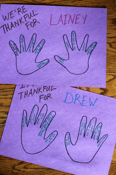 Family appreciation handprint activity