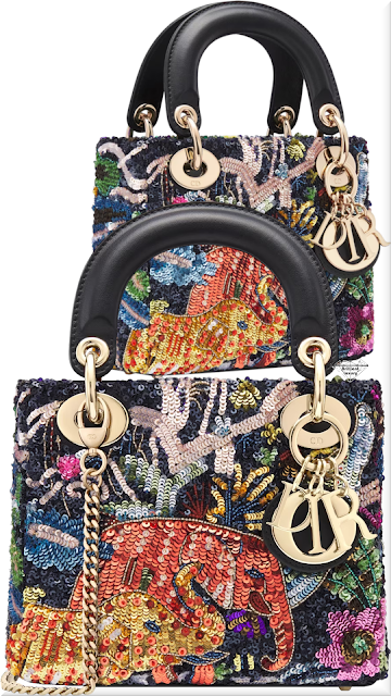 ♦Mini Lady Dior multicolor sequin-embroidered calfskin bag with Toile de Jouy Voyage motif #dior #ladydior #bags #black #brilliantluxury
