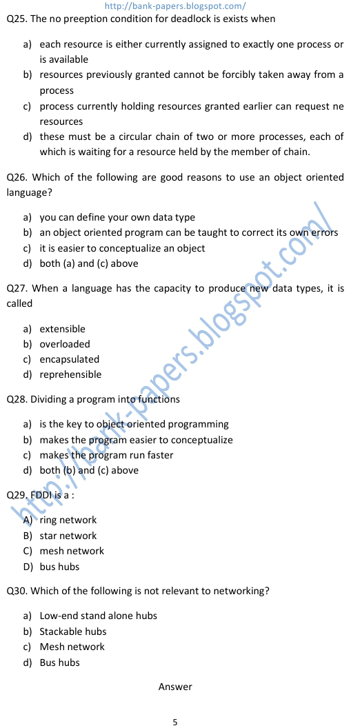 bank it officer Model Question Papers