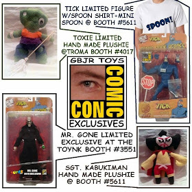 GBJR Toys San Diego Comic-Con 2014 Exclusive - Spoon! Variant The Ticket Action Figure, Battle Damage Mr. Gone Action Figure, Toxie Plush & Sgt. Kabukiman Plush