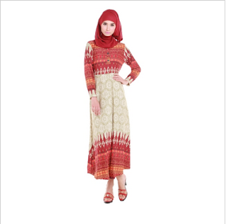 Baju Gamis Dengan Motif Print Dan Kancing