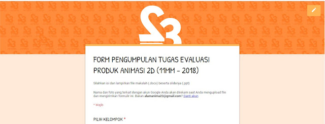 Form Pengumpulan Tugas Evaluasi Produk  Animasi  2D  TEKANIMA23