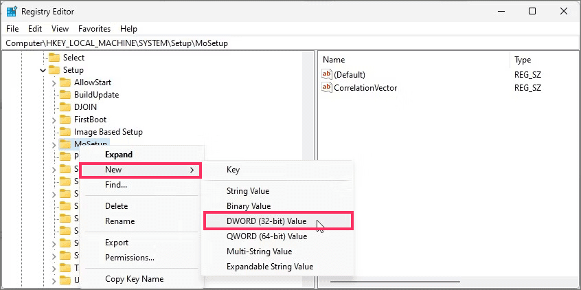 4-registry-editor-mosetup-new-value-bypass-windows-11-restriction