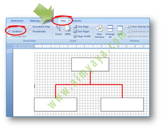 Gambar: Contoh menggambar rapi dengan memakai Gridlines di microsoft Word 2007