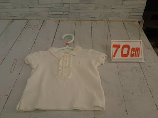 中古品　子供服　７０ｃｍ　RALPH　LAUREN 　ホワイト　半袖ポロシャツ　４４０円