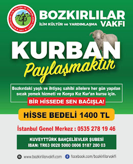 Bozkırlılar Vakfı ihtiyaç sahipleri ve öğrenciler yararına Vekaleten Kurban Bağışı topluyor.