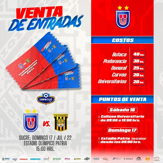 Entradas Universitario de Sucre vs The Strongest