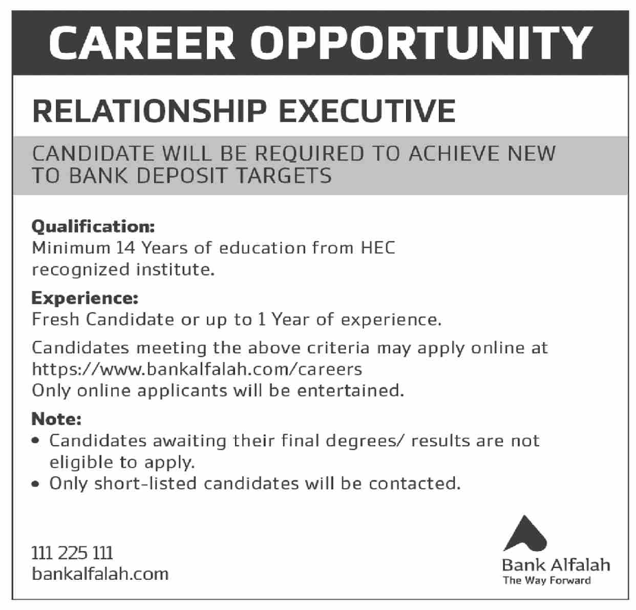 Bank Alfalah Jobs 2022 for Relationship Executive Jobs 2022 | Pak Jobs