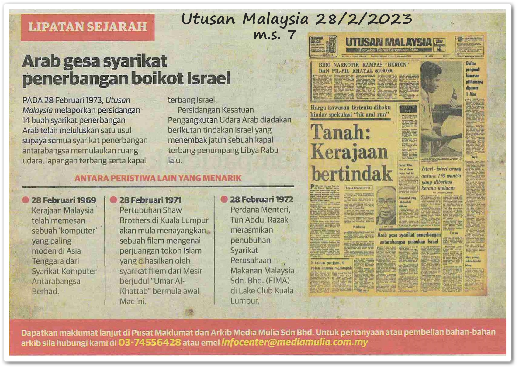 Lipatan sejarah 28 Februari - Keratan akhbar Utusan Malaysia 28 Februari 2023