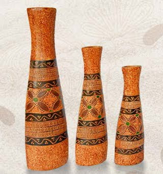 Batik Flower Vase Handicraft, Clay Handicraft, Homemade Handicraft