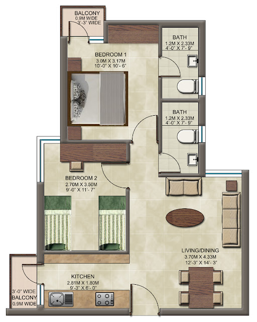 2-BHK-floor-plan-in-Dream-Home-Wave-City-NH24