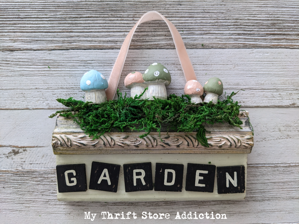 mini mushroom garden sign makeover