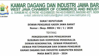 Sah! Ini Daftar Pengurus Kadin Kabupaten Bogor 2019-2024