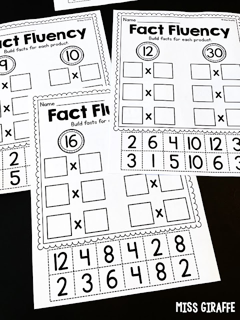 Multiplication facts worksheets that are fun where kids build multiplication problems for each product to get a ton of practice!