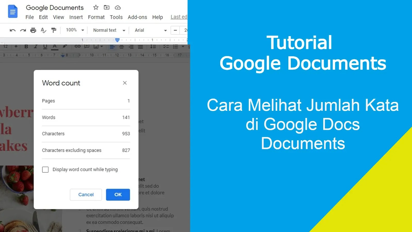 Cara Melihat Jumlah Kata di Google Docs Documents
