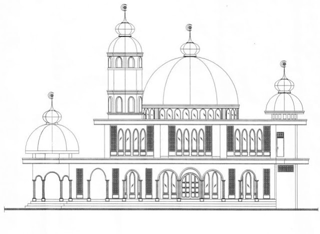 Sketsa gambar masjid yang mudah