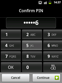 Confirm PIN