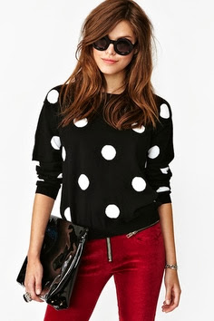 Polka Dots Shirt With Red Pent