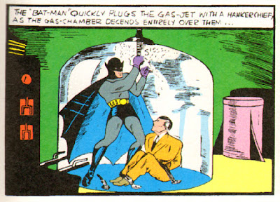 Batman rescues a businessman from gas chamber